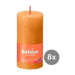 Bolsius8er Pack Stumpenkerze 100/50 Rustik Shine honigwabengelb 19