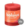 Bolsius4er Pack Stumpenkerze 80/68 Rustik Shine zartes rot 41