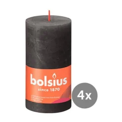 Bolsius4er Pack Stumpenkerze 130/68 Rustik Shine stürmisches grau 31