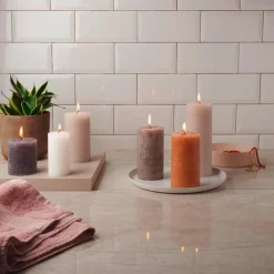 Bolsius4er Pack Stumpenkerze 130/68 Rustik Shine eschen rose 39