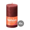 Bolsius4er Pack Stumpenkerze 130/68 Rustik Shine samtrot 47