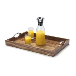 ContinentaTablett m. Metallgriffen Akazie geölt 53 x 36 x 5 cm