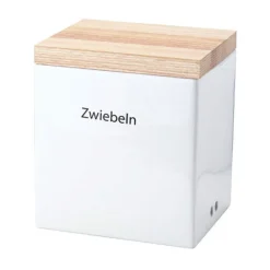 ContinentaVorratsdose Zwiebel Keramik m. Holzdeckel 18x15,5x20,5cm