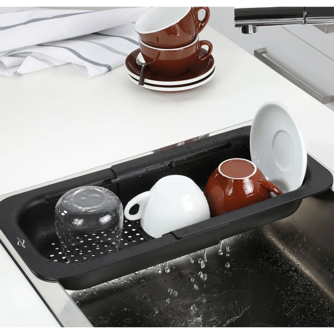 KüchenprofiAusziehbares Spülbeckensieb 34x20x7 cm schwarz