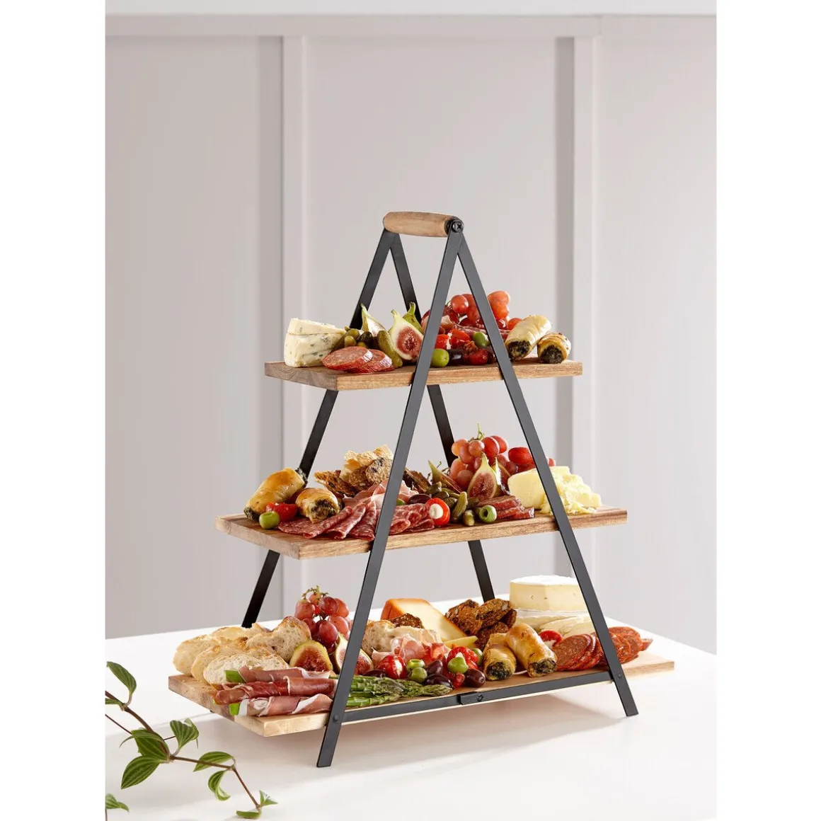 LadelleServierturm Akazie/Eisen 50x24x54cm