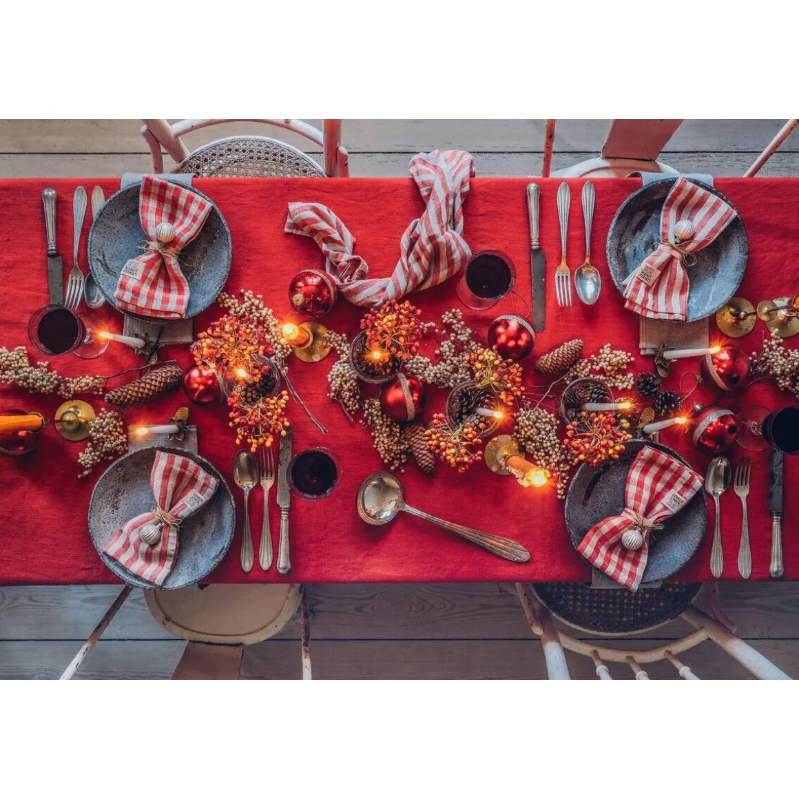 Lovely LinenServietten 45x45 cm Misty Edge Real Red