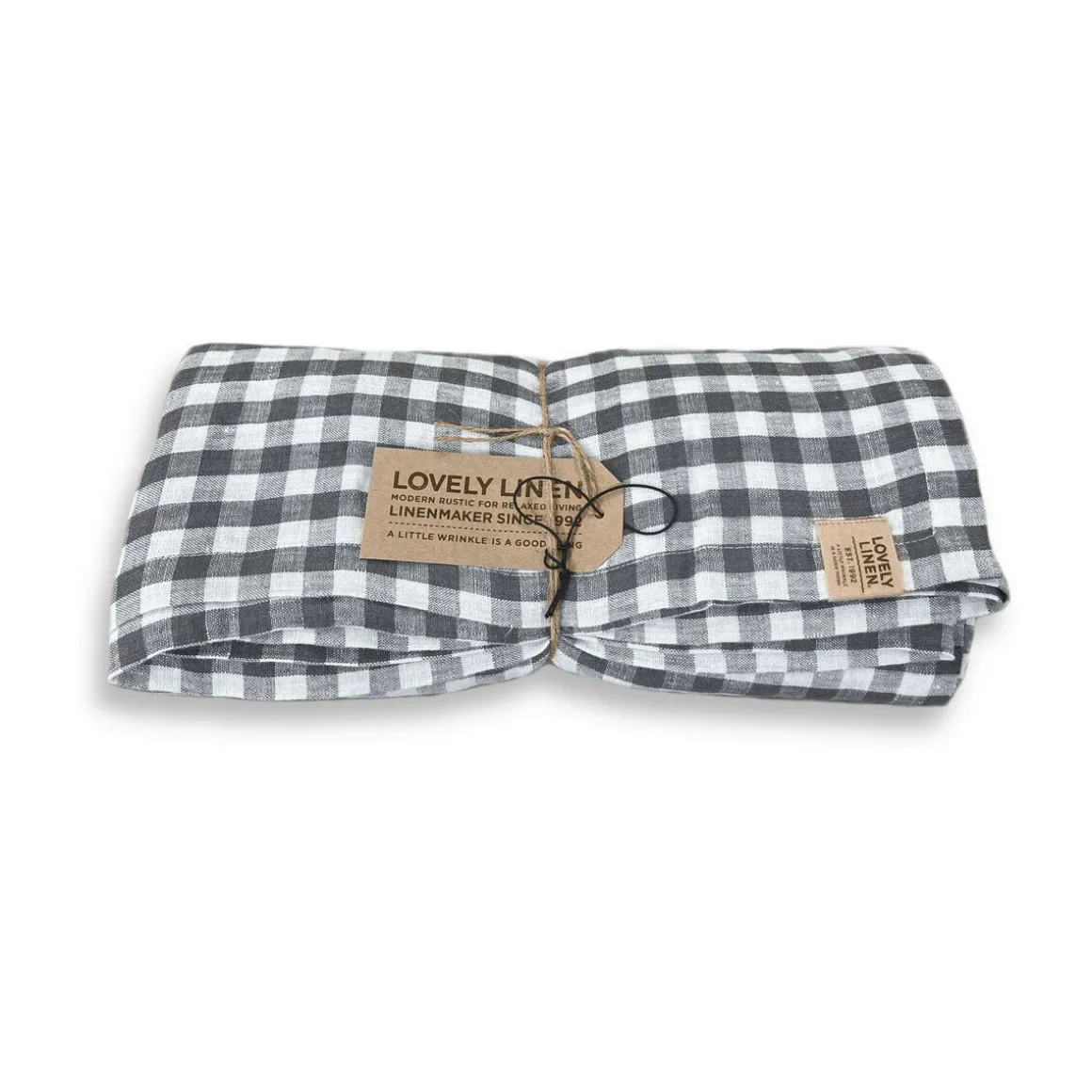 Lovely LinenTischdecke 145x300 cm Misty Square Off-White/Graphite