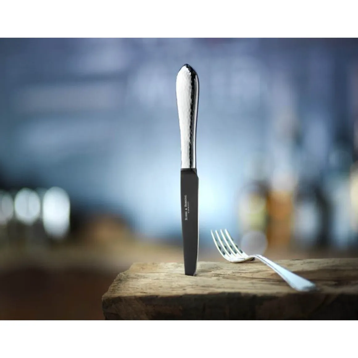 Robbe & BerkingSteakmesser Frozen Black Martelé 925 Sterlingsilber