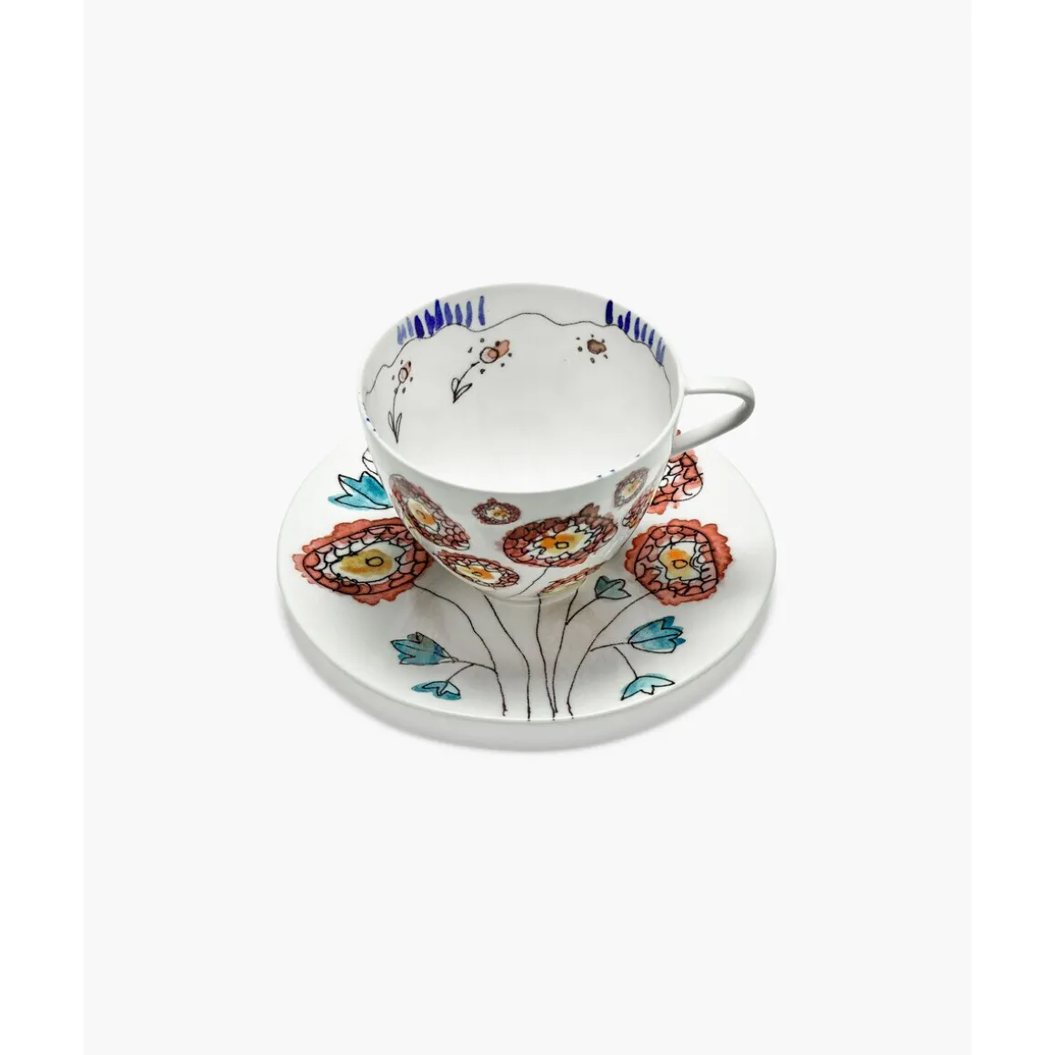 SeraxCappuccinotasse mit Untere 8 cm Midnight Flowers Anemone Milk