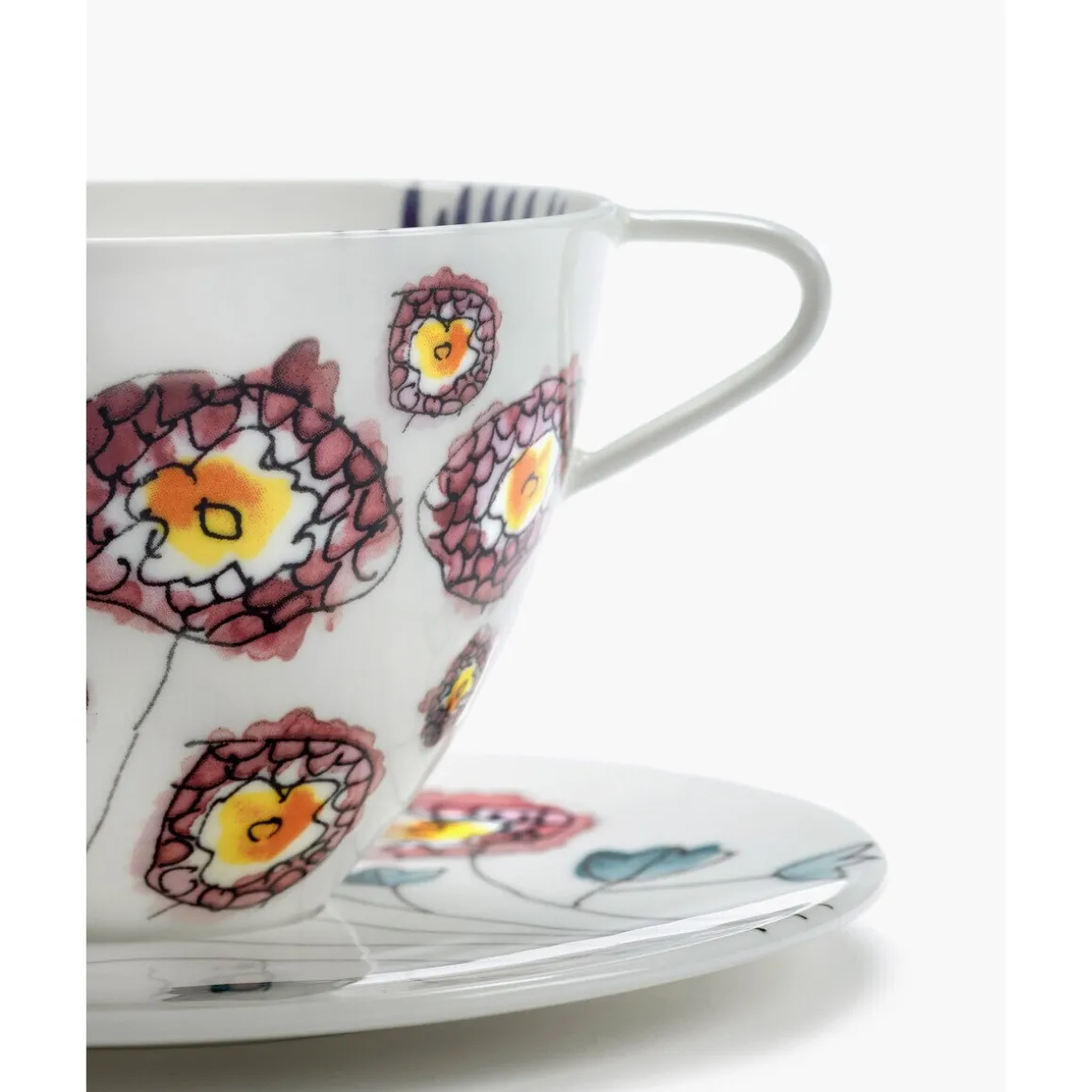 SeraxCappuccinotasse mit Untere 8 cm Midnight Flowers Anemone Milk
