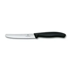 VictorinoxTomaten- und Tafelmesser 11 cm Wellenschliff Swiss Classic schwarz