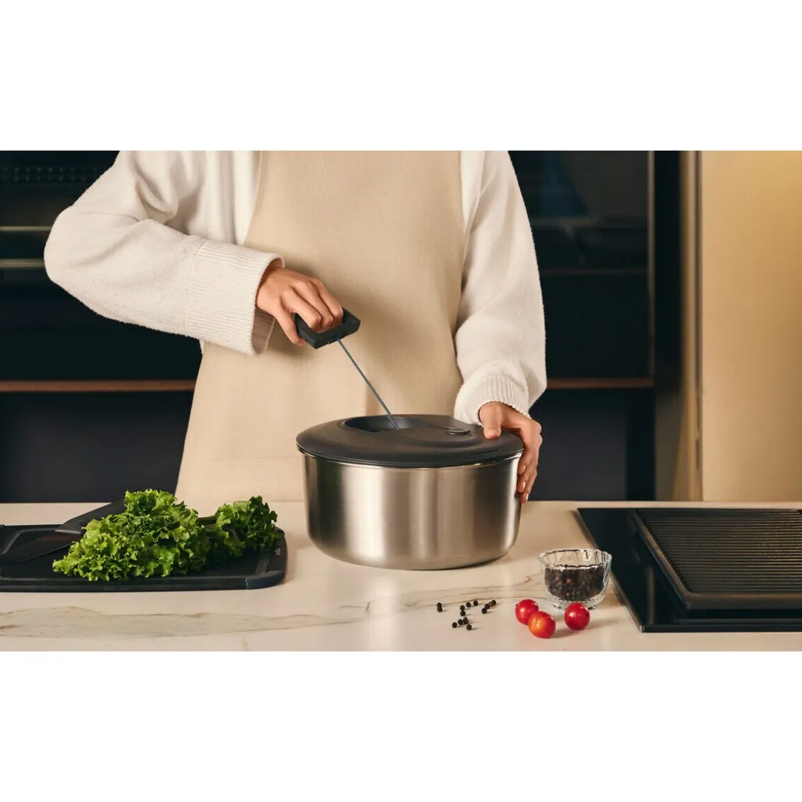 ZylissSalatschleuder 27 cm EasySpin edelstahl